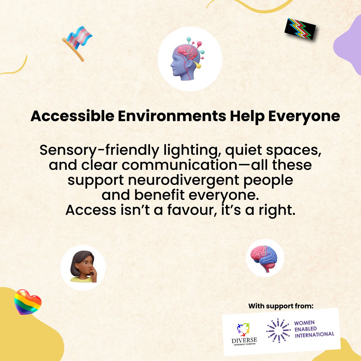 DiverseEmpower2's tweet image. Different minds build better worlds. Neurodivergence isn’t a problem to be fixed, it’s a perspective to be celebrated. 

From ADHD to autism, dyslexia to Tourette’s, cognitive diversity makes our world richer, more creative, and more innovative.

#DisabilityPrideMonth