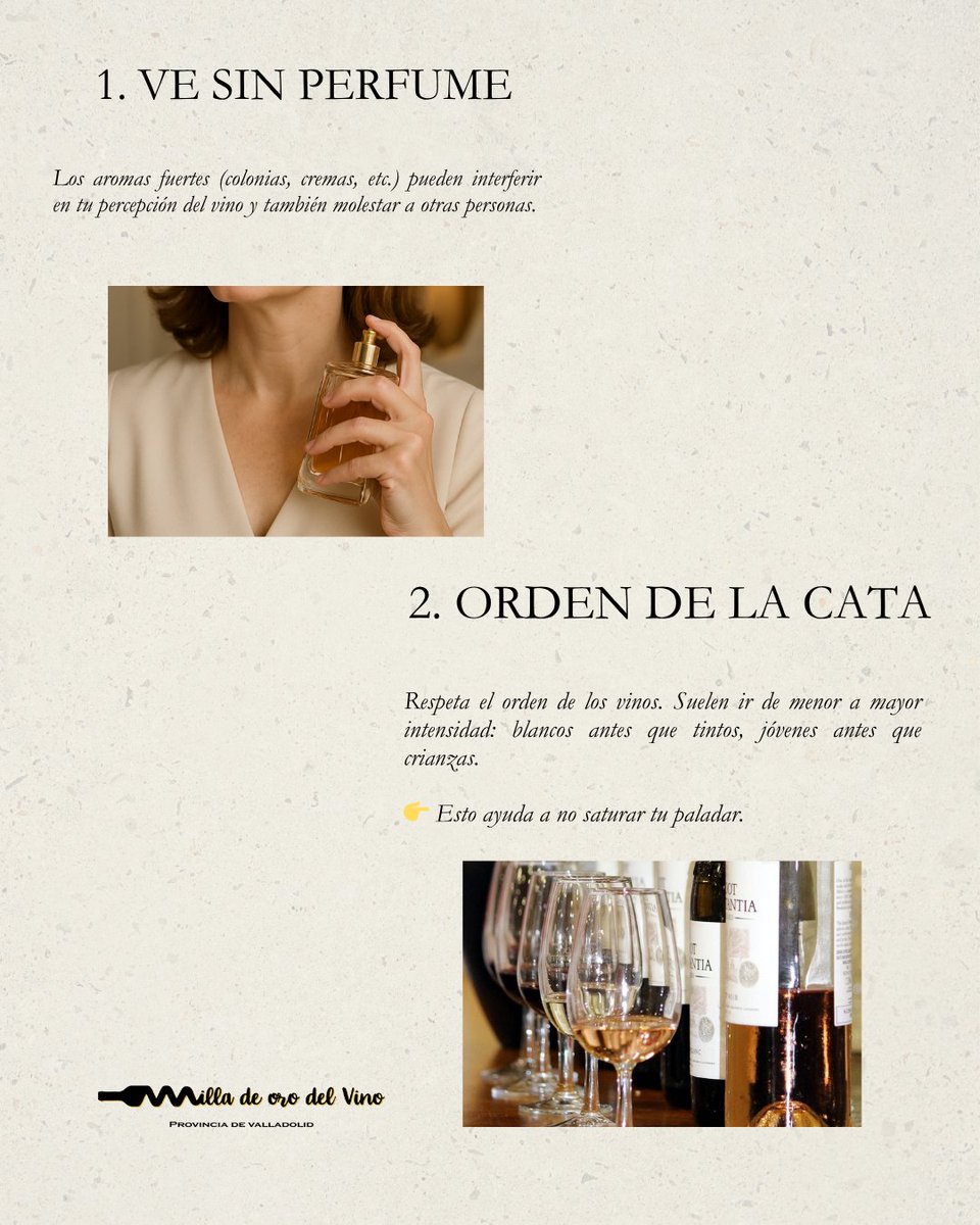 milladeorovino's tweet photo. 🍷✨ ¿Tienes una cata de vinos próximamente?
¡Te damos 5 consejos clave para disfrutarla al máximo!
👉 Desliza para descubrirlos.
@alimentosVALL @Dip_Va @turvalladolid
#CataDeVinos #TipsDeVino #Sumiller #AprenderDeVino https://t.co/xSm5HrnfRk