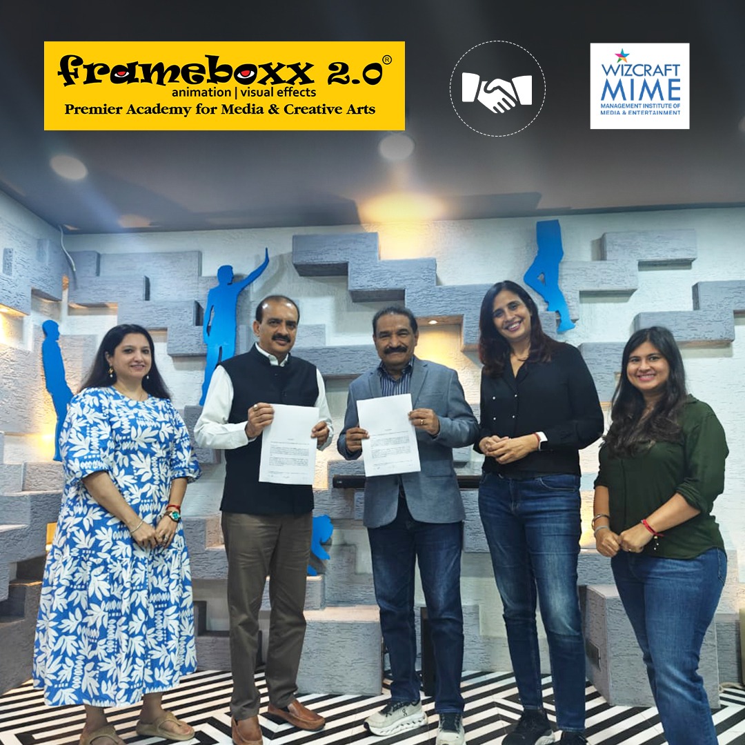 Wizcraft MIME has signed an MoU with Frameboxx 2.0 to jointly develop and run courses across India. This powerful alliance blends expertise in media, events, animation &amp; VFX to empower youth with future-ready, industry-aligned creative skills.
#Frameboxx2_0 #WizcraftMIME