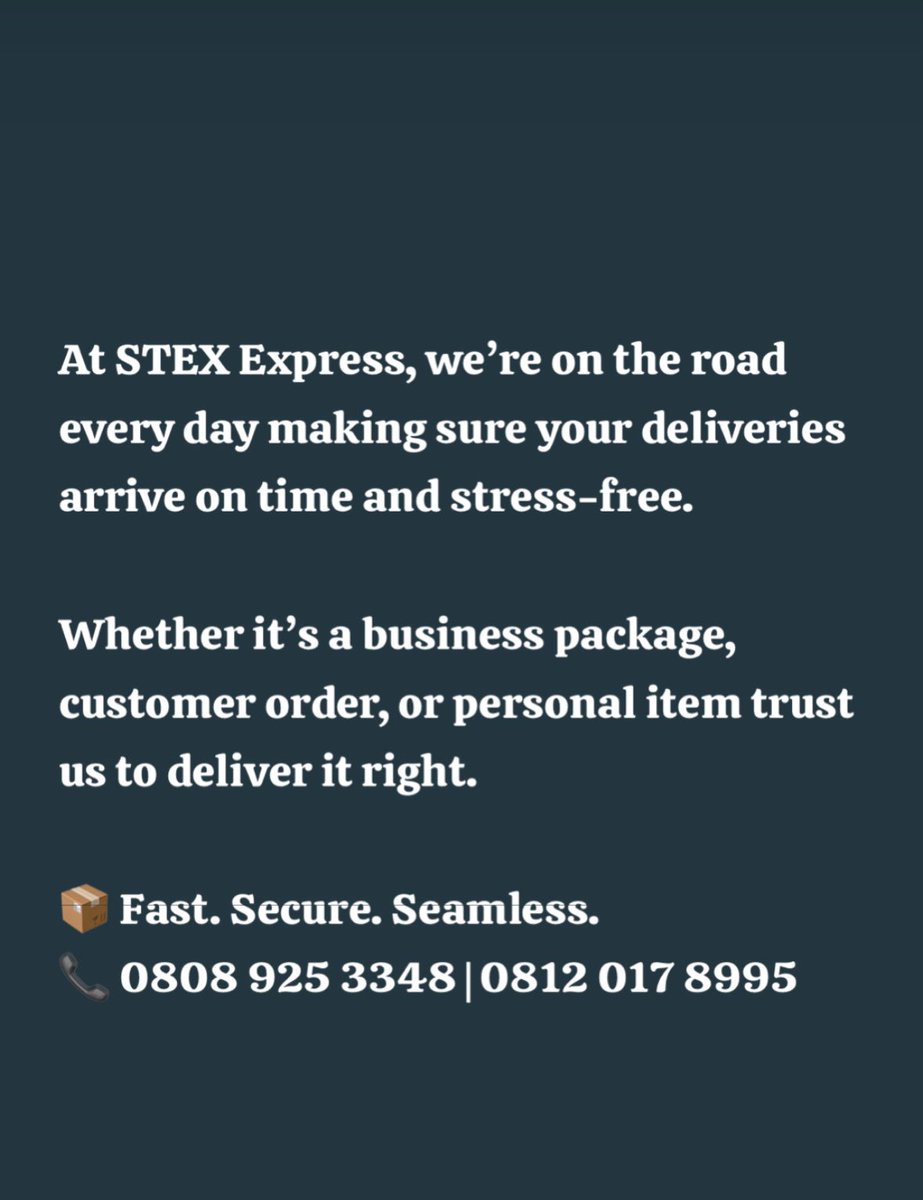 StexS2025's tweet image. Midweek deliveries? We’ve got you covered! 💨
From your store to your customer fast, safe &amp;amp; stress-free.

📦 STEX Express – Delivering all week!

📍 Osogbo
📞 0808 925 3348 | 0812 017 8995
🌐 smarttransexpress.com

#STEXExpress #WednesdayMotivation #LogisticsNG
