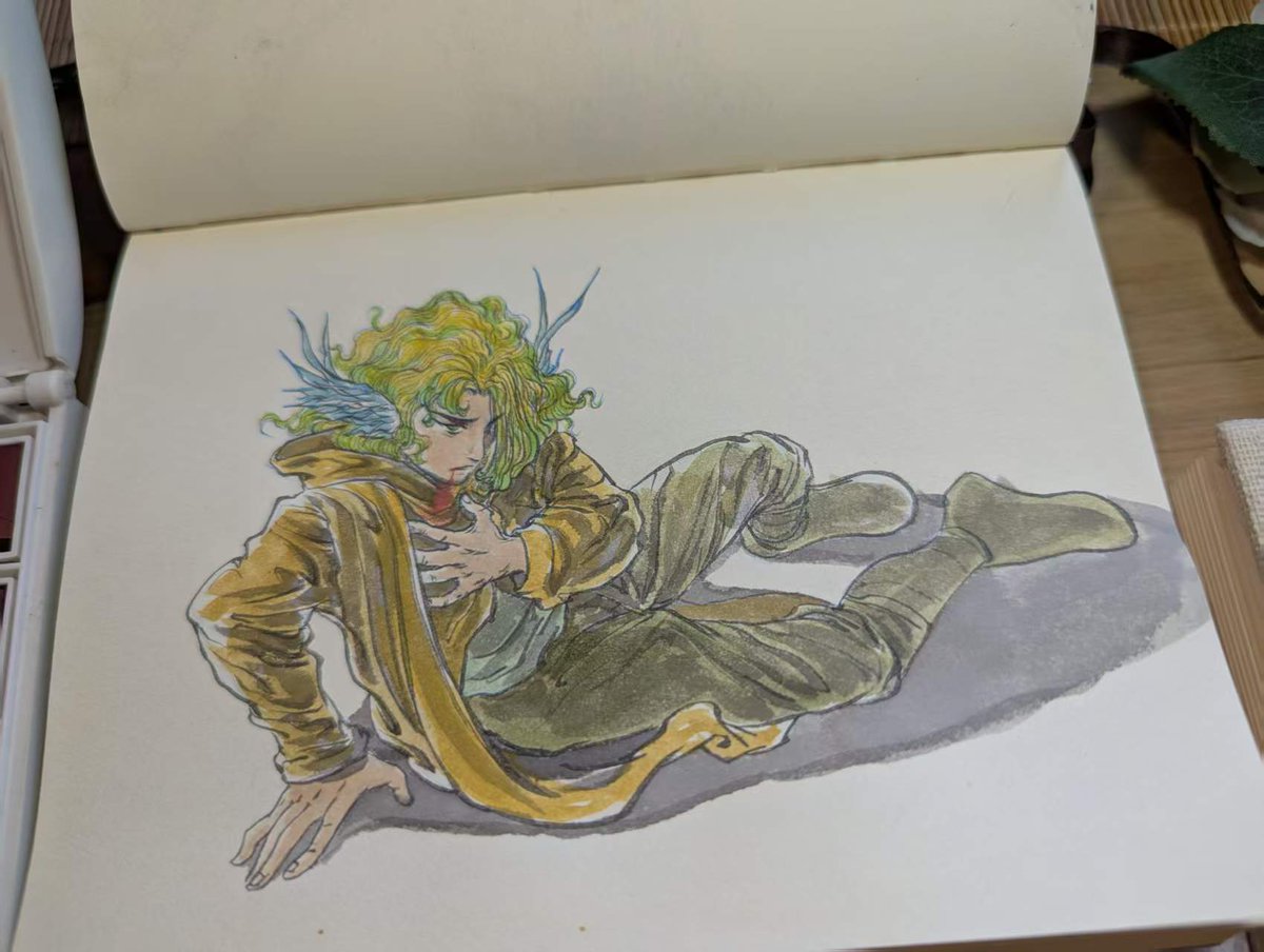 fourlanlan's tweet image. 日常画画，水彩速写，受伤的羽族男子。
过程记录在YouTube youtube.com/watch?v=o1sjkd… 
#artmoots #watercolors