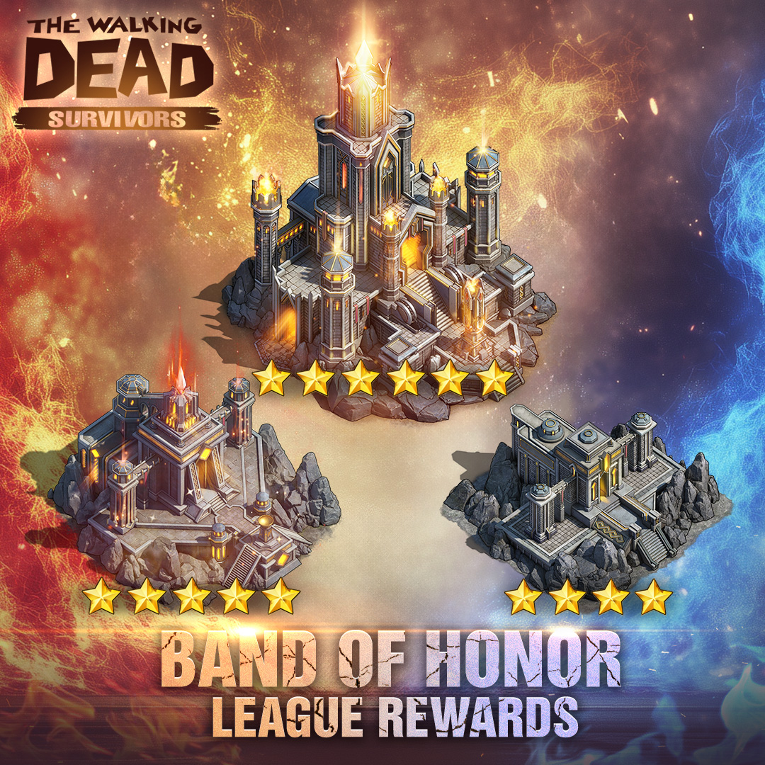 TWD__Survivors's tweet image. Band of Honor League Grand Prizes! 
🌟 Exchange your League Tokens for your favorite items in the League Store, including:
- Exclusive BoH Town Hall Skins
- RZT Champion School Town Hall Skins
Remember to join our livestream and stay updated on all the action!
#TWDSurvivors #BoH