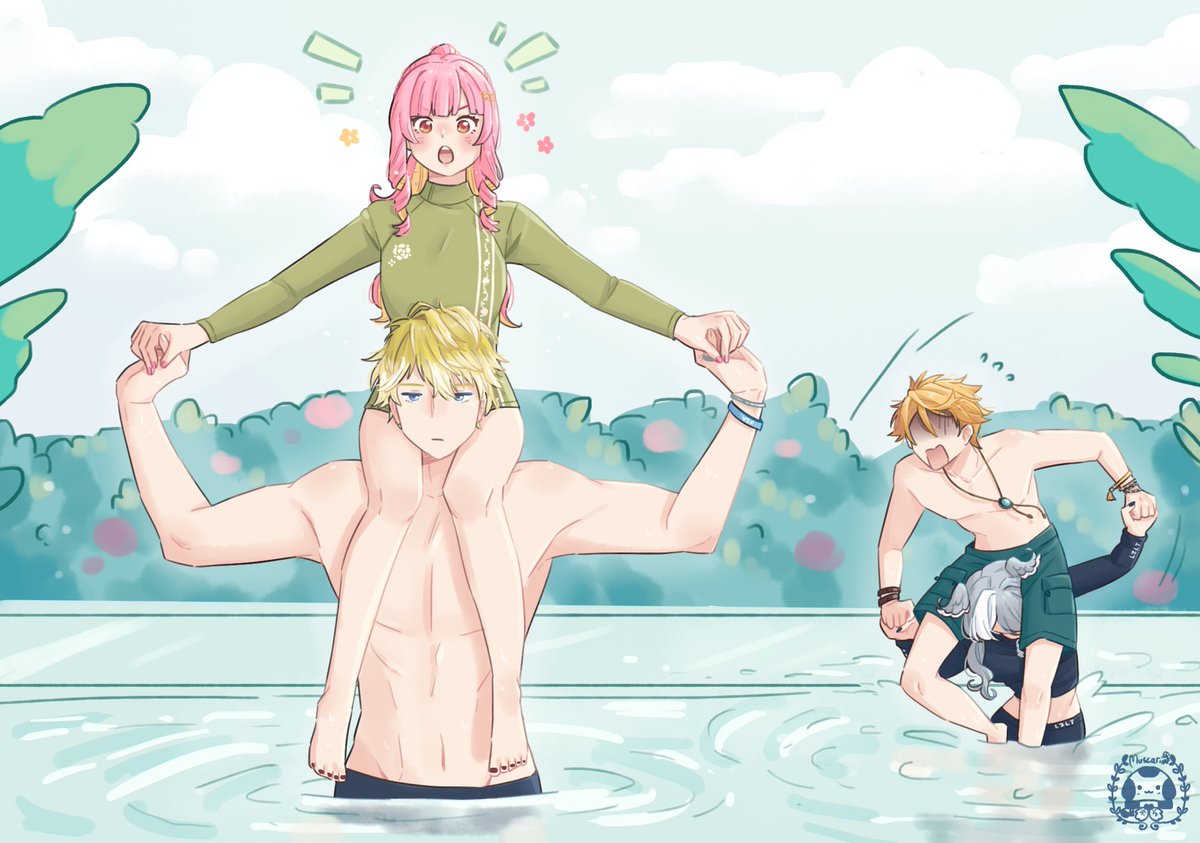 TiaLiani5's tweet photo. 🤽🩷💛💙
(Drew this mostly because of the people in the back. They’re perfect for them) https://t.co/izS3mBGGgO