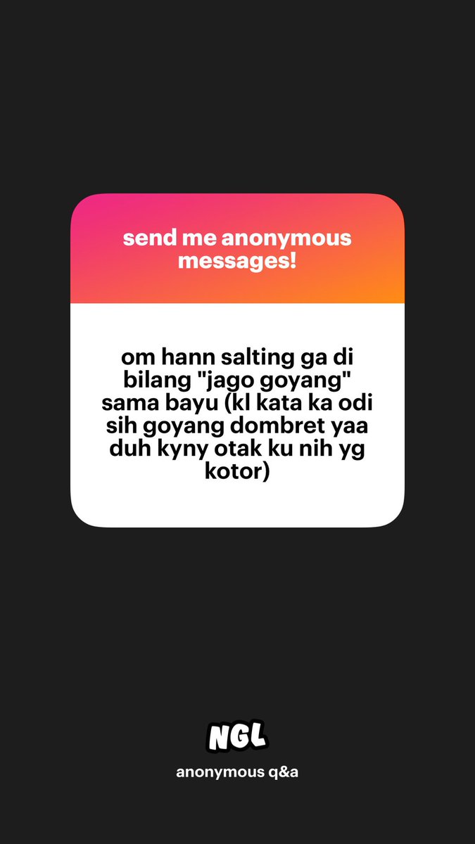 Gak lah… Kenapa salting kan itu fakta 😏

ngl.link/odizoe