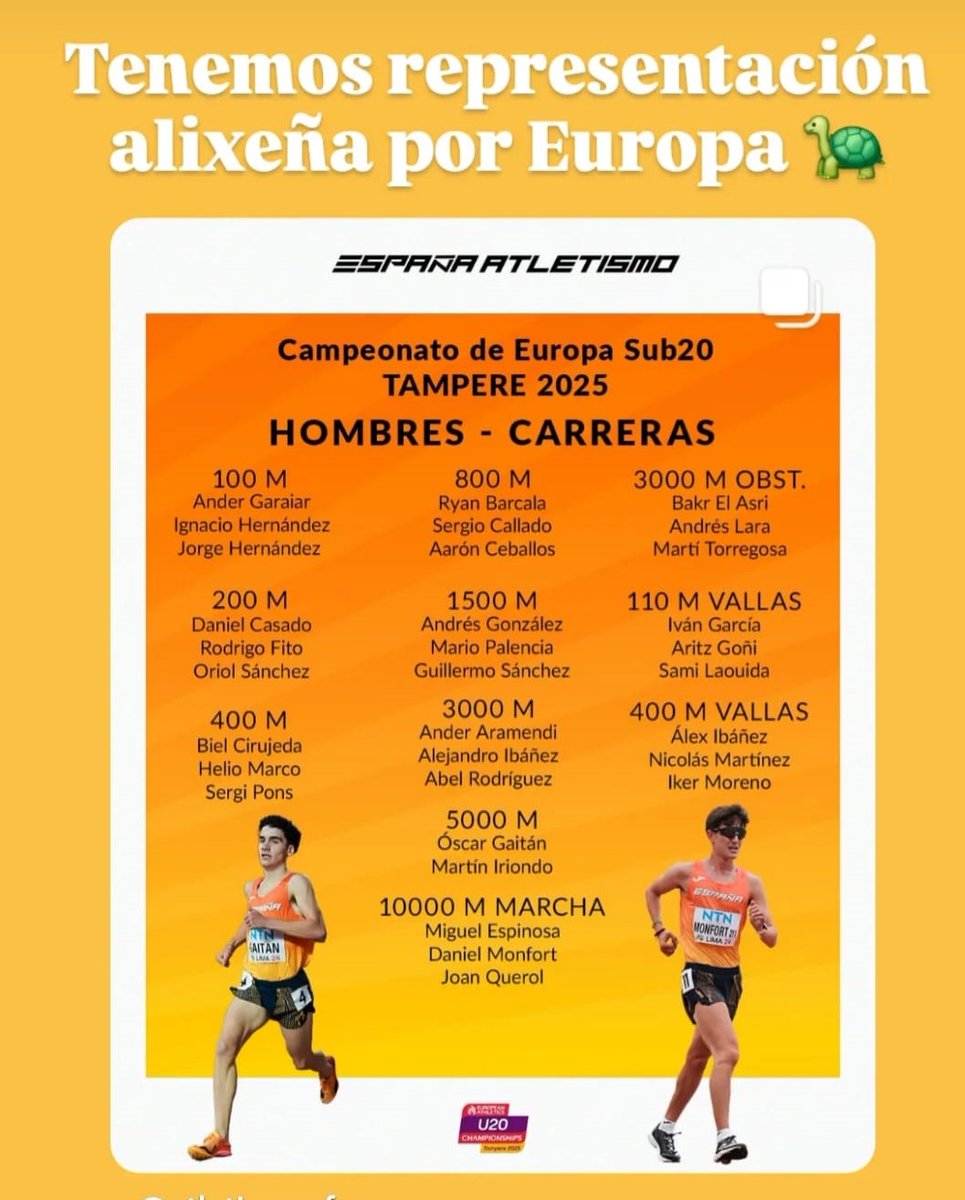 🤩🥳Daniel Casado, vecino de Castilleja de la Cuesta, volverá a ser internacional, tras haber sido seleccionado por la RFEA para participar en el Campeonato de Europa Sub20 que se celebrará en Finlandia, del 7 al 10 de agosto, en las pruebas de 200m.l. y 4x100m. ¡Qué orgullo!💪🏽