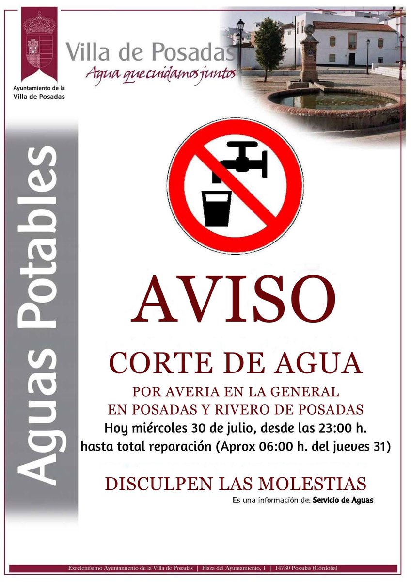 📣AVISO DE CORTE DE AGUA
