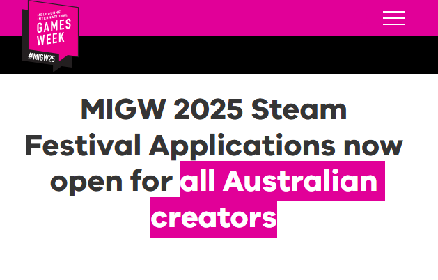 DDmeow 🐶 Cyber Paradise🎮 @ddmeow.bsky.social (@d_dmeow) on Twitter photo 🚨 Deadline: 8 August 2025 🚨
<a href="/GamesWeekMelbs/">Melbourne International Games Week</a> Steam Event is open to all Aussie creators this year!
Apply now 👇
gamesweek.melbourne/news/all/migw-…
#MIGW 🚨 Deadline: 8 August 2025 🚨
<a href="/GamesWeekMelbs/">Melbourne International Games Week</a> Steam Event is open to all Aussie creators this year!
Apply now 👇
gamesweek.melbourne/news/all/migw-…
#MIGW