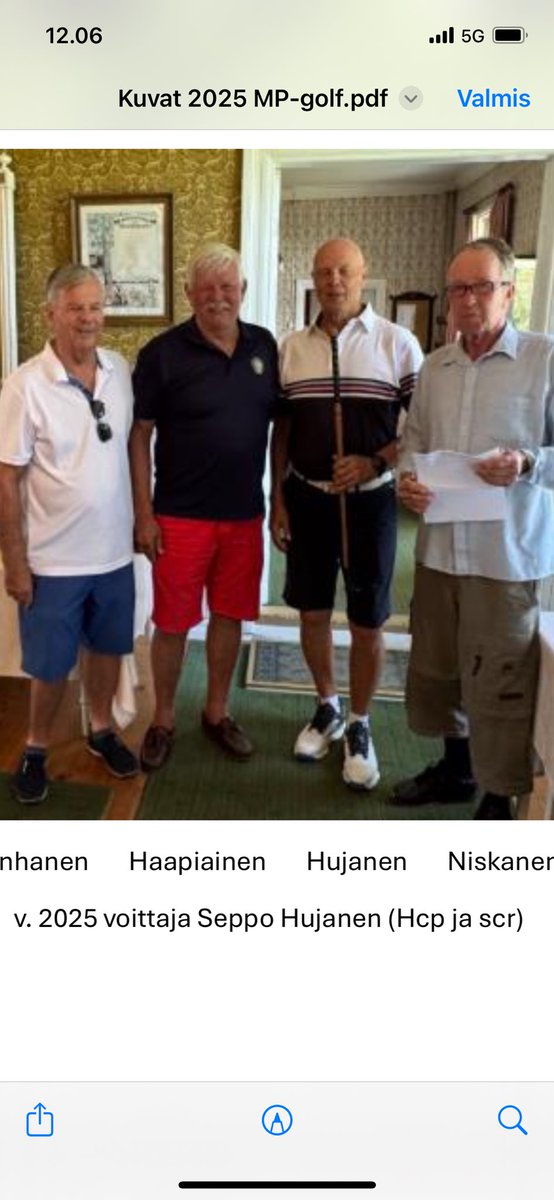 Mikkelin Palloilijoiden perinteisen golf-kisan voitti tänä vuonna Seppo Hujanen. Palkintojen jakajina Kunniapj. Matti Vanhanen, allekirj. viime vuoden voittajana ja Jorma Niskanen kilpailun organisaattorina #MP #Mikkeli #Annilan kartano 👍