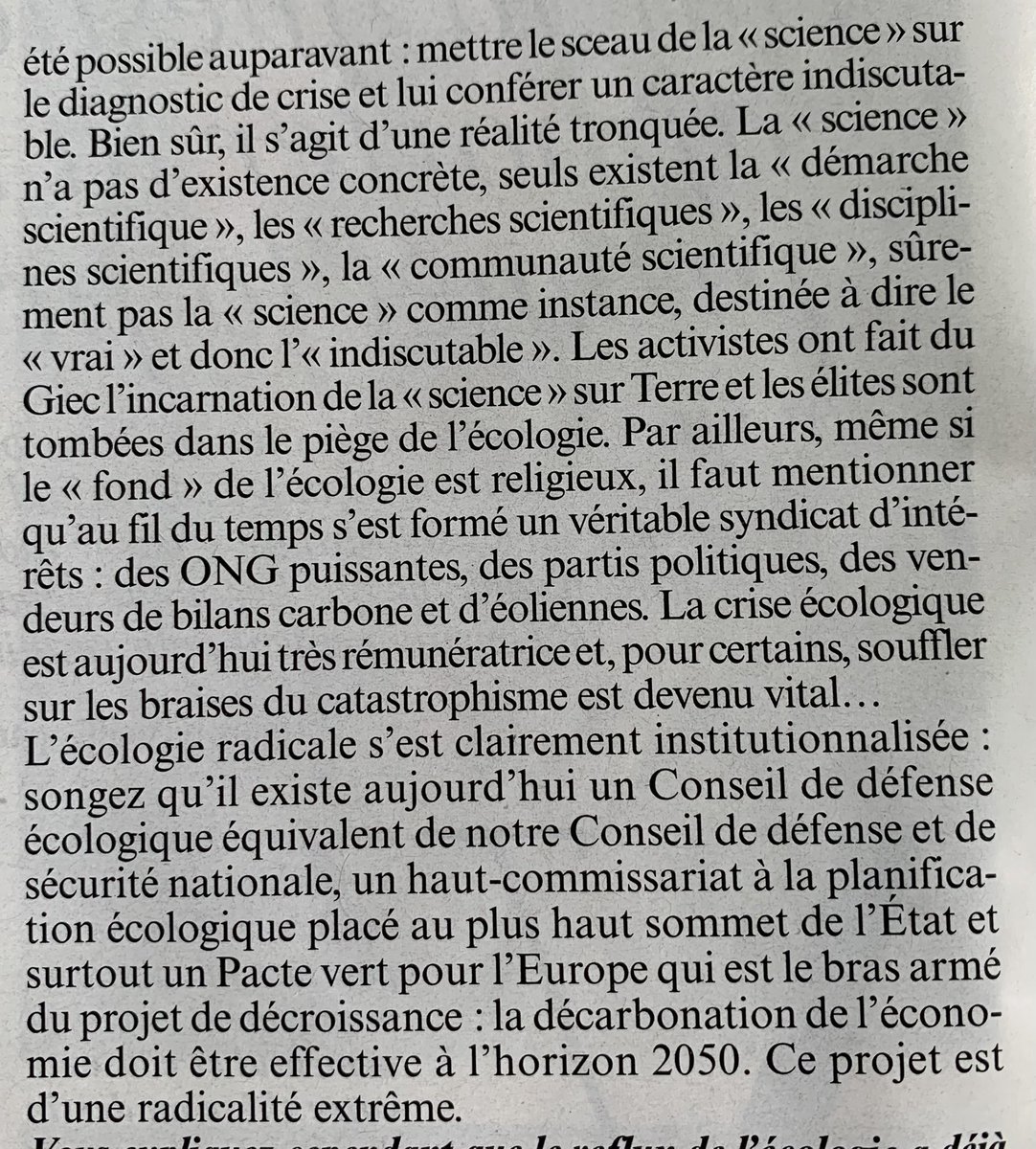 Olivier SPINNHIRNY (@ospinnhirny) on Twitter photo Pensées 💭 du jour…
Article très intéressant, propos recueillis par <a href="/AlexDevecchio/">Alexandre Devecchio</a> auprès de <a href="/AlliotBertrand/">Bertrand Alliot</a> dans le <a href="/Le_Figaro/">Le Figaro</a> magazine
Sortir de l’écologie mortifère et liberticide et revenir à une cause environnementale raisonnée !!! Pensées 💭 du jour…
Article très intéressant, propos recueillis par <a href="/AlexDevecchio/">Alexandre Devecchio</a> auprès de <a href="/AlliotBertrand/">Bertrand Alliot</a> dans le <a href="/Le_Figaro/">Le Figaro</a> magazine
Sortir de l’écologie mortifère et liberticide et revenir à une cause environnementale raisonnée !!!