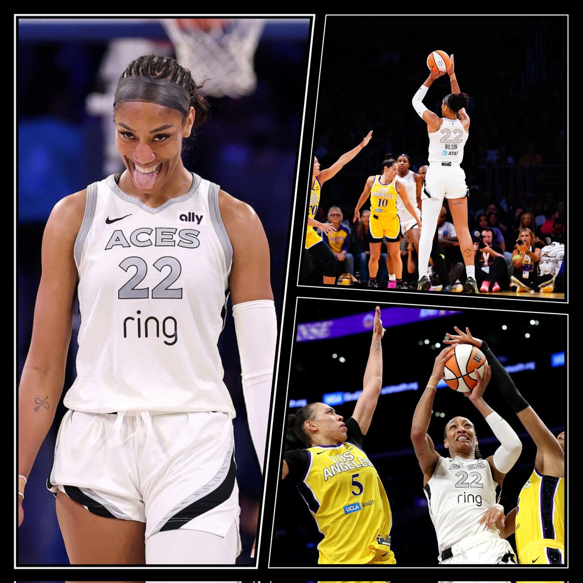 A'Ja Wilson, you're great and the face of the league. I rock with you wholeheartedly, but how do you dominate my team LA Sparks with 

34 PTS
10 REBS
4 ASTS
3 STLS
3 BLKS
16/23 FG

And you only took 1 free throw 😩 you're on a mission, I get that, but dang.