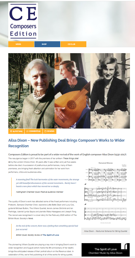 Ailsa Dixon Composer (@musicailsadixon) on Twitter photo Warm thanks <a href="/ComposersEd/">Composers Edition</a> for news article on publication of #AilsaDixon's scores, beginning with chamber works on forthcoming album <a href="/resonusclassics/">Resonus Classics</a> <a href="/VilliersQuartet/">Villiers Quartet</a> <a href="/LucyCoxSoprano/">Lucy Cox - Soprano</a> A landmark in the revival of her music, as heard <a href="/MannGeorgia/">Georgia Mann</a> <a href="/BBCRadio3/">BBC Radio 3</a> Warm thanks <a href="/ComposersEd/">Composers Edition</a> for news article on publication of #AilsaDixon's scores, beginning with chamber works on forthcoming album <a href="/resonusclassics/">Resonus Classics</a> <a href="/VilliersQuartet/">Villiers Quartet</a> <a href="/LucyCoxSoprano/">Lucy Cox - Soprano</a> A landmark in the revival of her music, as heard <a href="/MannGeorgia/">Georgia Mann</a> <a href="/BBCRadio3/">BBC Radio 3</a>