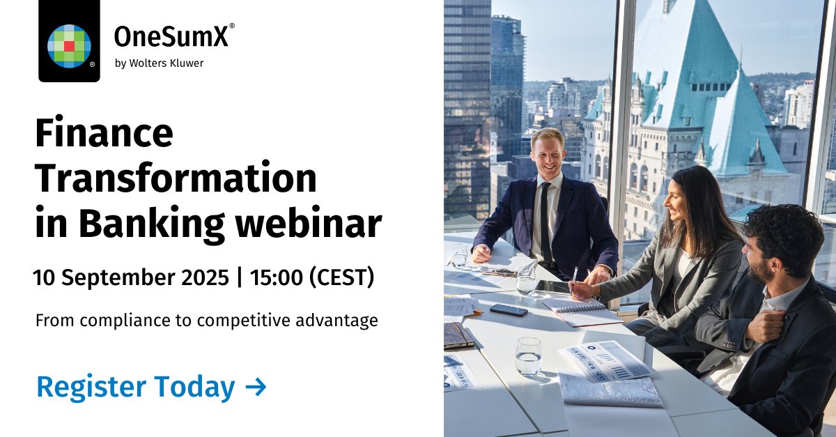 OneSumX_FRR's tweet image. The pressure is on: tighter regulations, more data, and a bigger role in driving strategy. 
 
On September 10, join Wolters Kluwer and PA Consulting for a must-attend webinar on building a finance function that’s future-ready. 
 
Topics include: 
🔹Why Finance Must Evolve:…