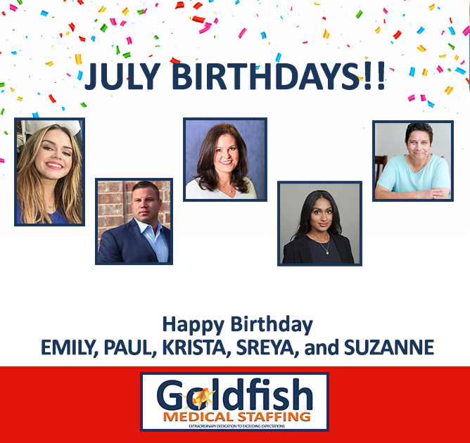 Celebrating all of our July Birthdays!! Please help us wish Emily, Paul, Krista, Sreya, and Suzanne and very Happy July Birthday!! 🥳🧡