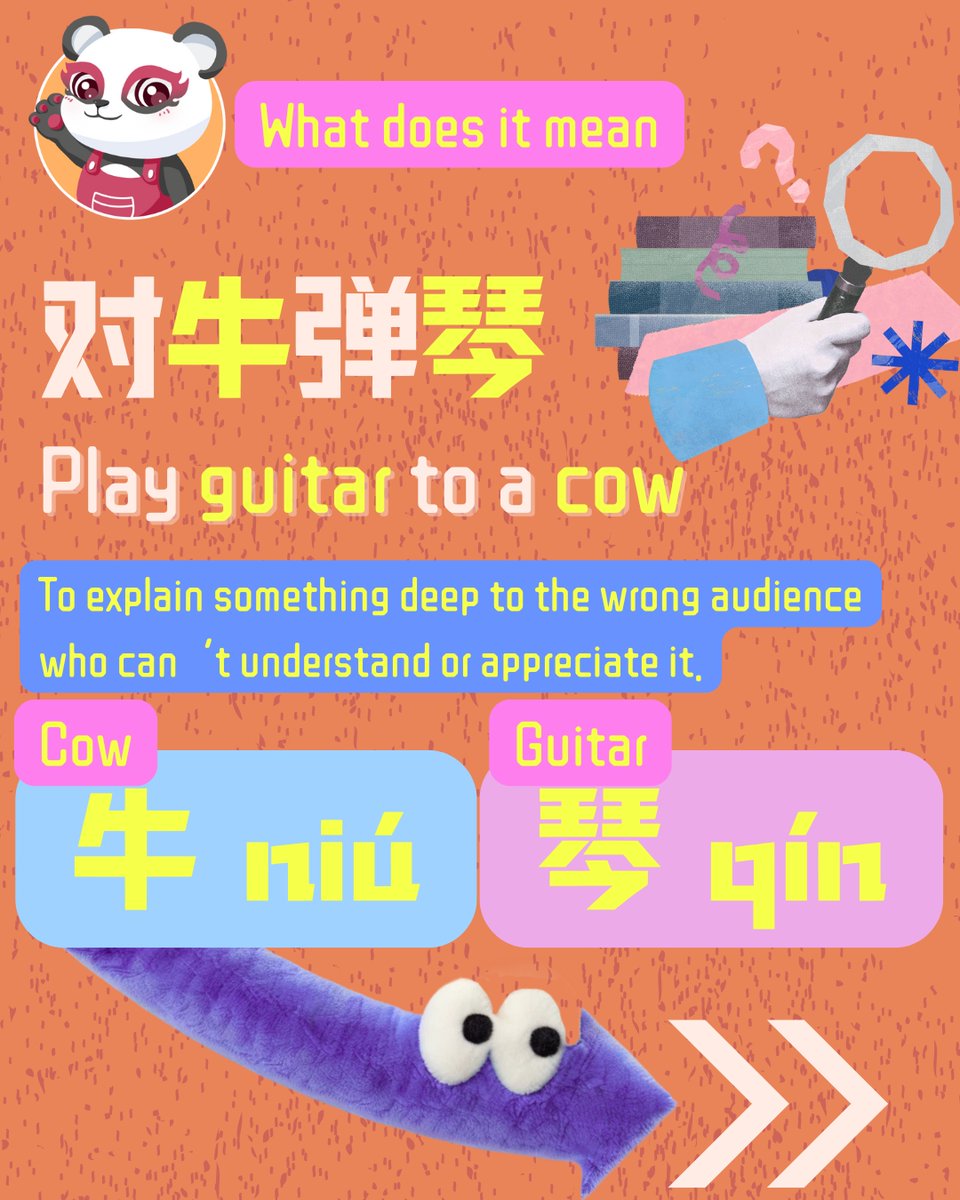 Chinesia_EN's tweet photo. 对牛弹琴 (duì niú tán qín)
Literally: Playing the lute to a cow 🎶🐄

This idiom means speaking to someone who doesn’t understand or appreciate what you're saying—like explaining Shakespeare to a rock!

#ChineseIdiom #LearnChinese #MandarinTips #ChineseLanguage #DuìNiúTánQín https://t.co/0zcPu2AJh7