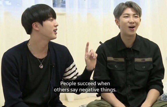 BtsPanther's tweet photo. Remember when Seokjin said "people succeed when others say negative things" https://t.co/y7wG3rteJt