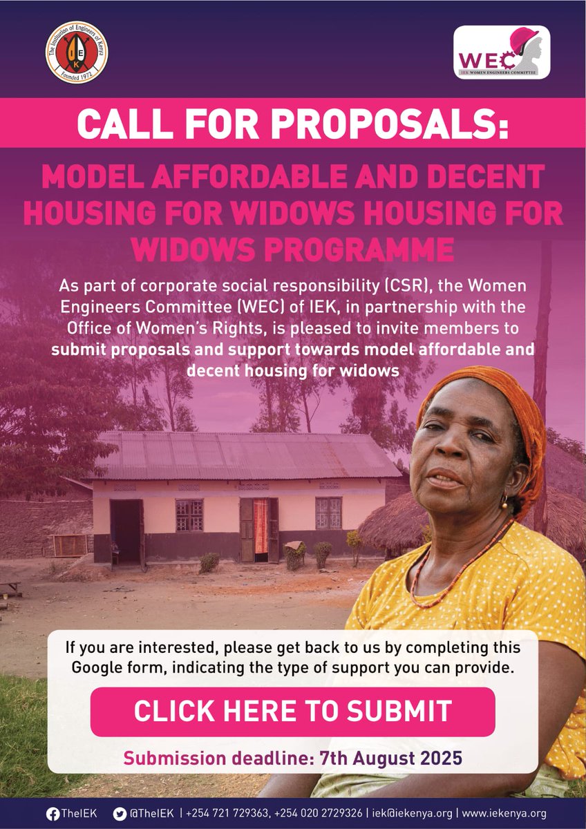 The IEK - Women Engineers Committee (WEC), in collaboration with the Office of Women’s Rights, invites members to submit proposals and support the development of model, affordable, and decent housing for widows. 

This Corporate Social Responsibility (CSR) initiative seeks to