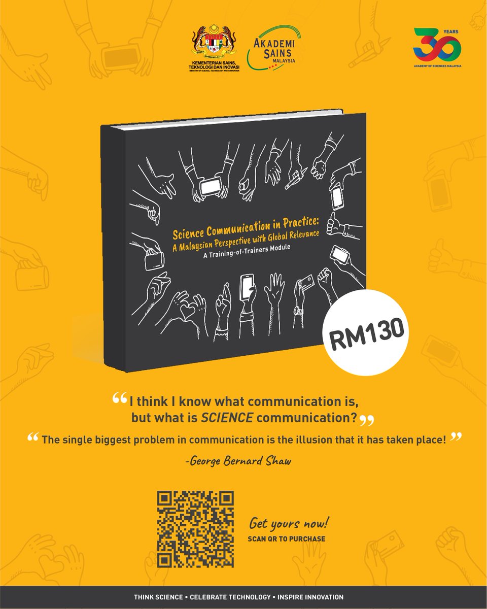 Akademi Sains Malaysia (@akademisains) on Twitter photo ๐๐๐๐๐ฒ ๐ญ๐จ ๐๐ฎ๐ฉ๐๐ซ๐๐ก๐๐ซ๐ ๐ ๐๐จ๐ฎ๐ซ ๐๐๐ข๐๐ง๐๐ ๐๐จ๐ฆ๐ฆ๐ฎ๐ง๐ข๐๐๐ญ๐ข๐จ๐ง?
"Science Communication in Practice: A Malaysian Perspective with Global Relevance" is the perfect guide for scientists, educators, and students! Instead of fumbling for technical jargon, ๐๐๐๐๐ฒ ๐ญ๐จ ๐๐ฎ๐ฉ๐๐ซ๐๐ก๐๐ซ๐ ๐ ๐๐จ๐ฎ๐ซ ๐๐๐ข๐๐ง๐๐ ๐๐จ๐ฆ๐ฆ๐ฎ๐ง๐ข๐๐๐ญ๐ข๐จ๐ง?
"Science Communication in Practice: A Malaysian Perspective with Global Relevance" is the perfect guide for scientists, educators, and students! Instead of fumbling for technical jargon,