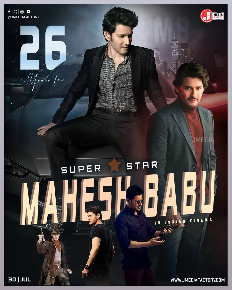 JMediaFactory (@jmedia_factory) on Twitter photo 26 Years, 1 Legend! π From #RajaKumarudu to the face of Telugu cinema, Superstar <a href="/urstrulyMahesh/">Mahesh Babu</a> has redefined stardom with grace, grit, and glory! π«
Hereβs to his unmatched legacy and the global storm that is #SSMB29! ππ₯
#Glorious26YearsOfSSMBInTFI #26YearsForRajakumarudu 26 Years, 1 Legend! π From #RajaKumarudu to the face of Telugu cinema, Superstar <a href="/urstrulyMahesh/">Mahesh Babu</a> has redefined stardom with grace, grit, and glory! π«
Hereβs to his unmatched legacy and the global storm that is #SSMB29! ππ₯
#Glorious26YearsOfSSMBInTFI #26YearsForRajakumarudu