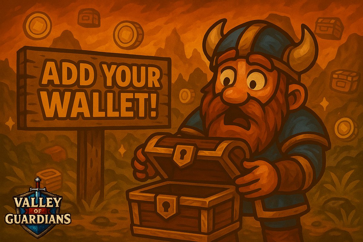 🚨 GUARDIANS! Don’t forget:

 No wallet = No rewards.
Your chest will be empty 😭

Go to My Account &gt; Profile &gt; Reward Wallet Address
Add your BNB Chain wallet

You can’t change it later, one shot to get it right. 🎯

💰 Don’t fumble your Season 1 prize!
 valleyofguardians.xyz