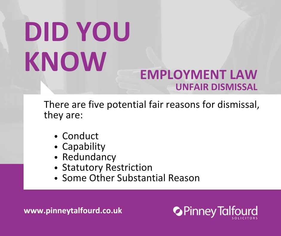 Understanding the five potentially fair reasons for dismissal can help both employers and employees navigate workplace exits more confidently. 

Knowing your rights and obligations is key: eu1.hubs.ly/H0lqKhW0 

#EmploymentLaw #FairDismissal #UnfairDismissal #Essex #London