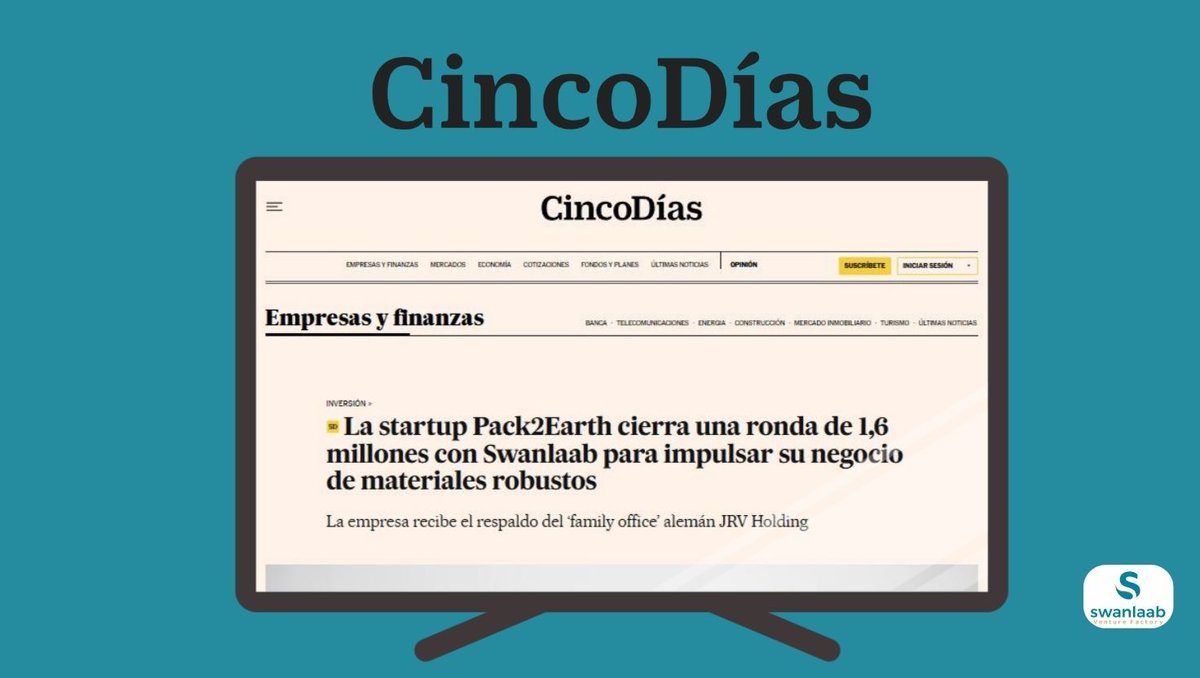 Una buena idea puede cambiar el mundo 🌱
En Swanlaab apostamos por #Pack2Earth liderando una ronda de 1,6 M€, apoyando su misión de eliminar plásticos con materiales compostables.
Medios como <a href="/expansioncom/">expansioncom</a> , <a href="/Forbes/">Forbes</a>  y más se han hecho eco.
#Swanlaab #inversion #sostenibilidad