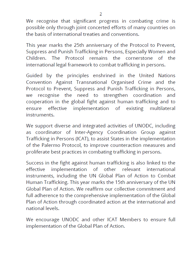 The Group of Friends United against Human Trafficking, Vienna Chapter, reconfirms its commitment to #EndHumanTrafficking in all its forms and highlights the need to strengthen cooperation on the basis of international treaties to tackle this crime effectively. 2/2