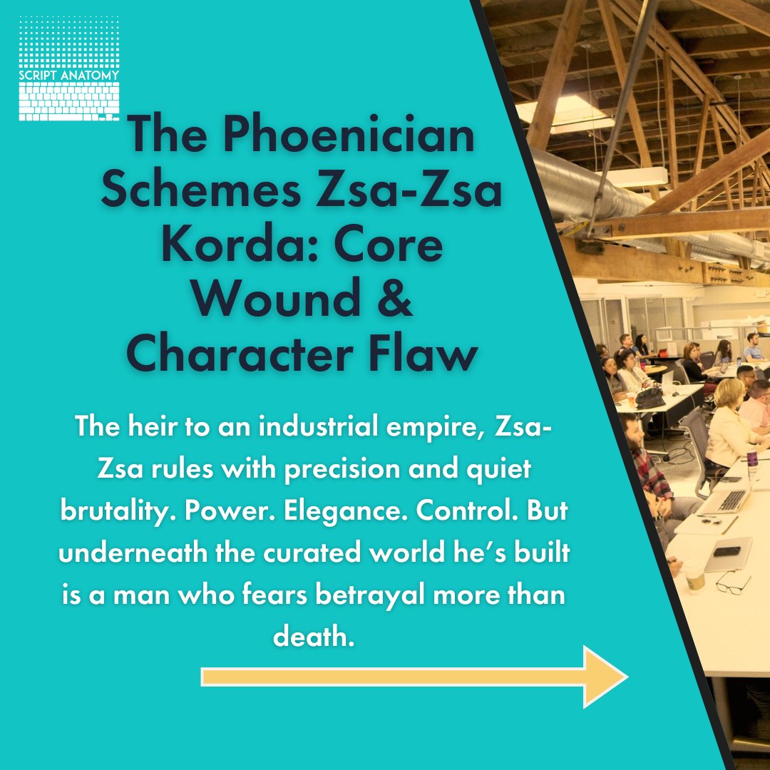 ScriptAnatomy's tweet image. Zsa-Zsa Korda survives by control, but at what cost? In The Phoenician Scheme, power isn&apos;t his problem. It&apos;s the fear inside him. That’s where the story begins.

Link in bio.

#storytelling #ScreenwritingTips #writingclass
