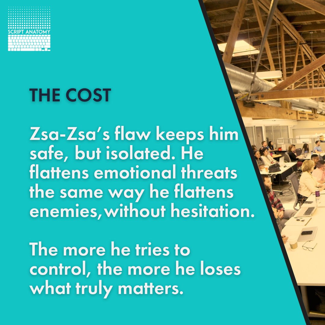 ScriptAnatomy's tweet image. Zsa-Zsa Korda survives by control, but at what cost? In The Phoenician Scheme, power isn&apos;t his problem. It&apos;s the fear inside him. That’s where the story begins.

Link in bio.

#storytelling #ScreenwritingTips #writingclass