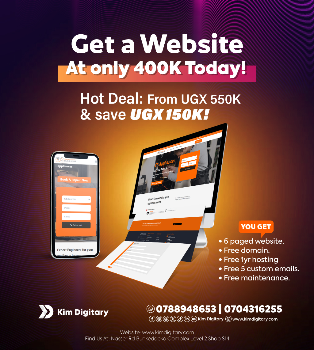 Kimdigitary's tweet photo. *THE MEGA OFFER IS BACK:* UGX 400k ONLY FOR A WEBSITE
Save UGX 150k today on a website that is custom developed for your brand. Best for:
• Companies.
• Schools.
• Personal sites.
• And many more.
Call or WhatsApp us on 0704316255 | 0788948653
Website: https://t.co/NnMrEPEfMO https://t.co/PWOcqbodrb