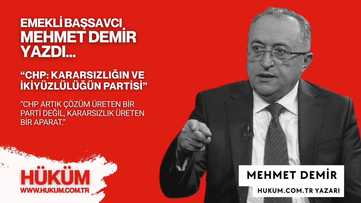 Hüküm (@hukumgazetesi) on Twitter photo ✍️E. Başsavcı Mehmet Demir (<a href="/mehmetdemirtr/">E.Savcı Mehmet Demir</a>) yazdı:
📄“CHP artık çözüm üreten bir parti değil, kararsızlık üreten bir aparat.”
🔗Köşe Yazısı: hukum.com.tr/chp-kararsizli… ✍️E. Başsavcı Mehmet Demir (<a href="/mehmetdemirtr/">E.Savcı Mehmet Demir</a>) yazdı:
📄“CHP artık çözüm üreten bir parti değil, kararsızlık üreten bir aparat.”
🔗Köşe Yazısı: hukum.com.tr/chp-kararsizli…