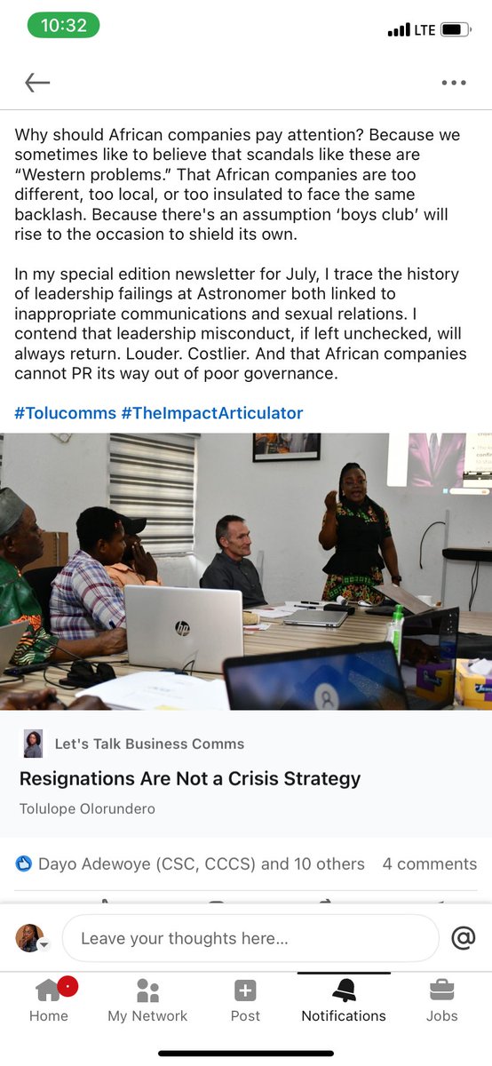 Away from the excitement of Astronomer’s arguably brilliant management of the crisis, I peel back the layers understand how this could have happened. 

Result? 

The founding CEO resigned too because of inappropriate sexual comms.

linkedin.com/posts/tolucomm…