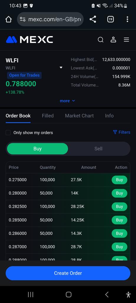 MarkNtim1's tweet photo. $WLFI premarket price is on the moon. Can't wait to see the token listed on all the exchanges.... https://t.co/t898pTF5Fj
