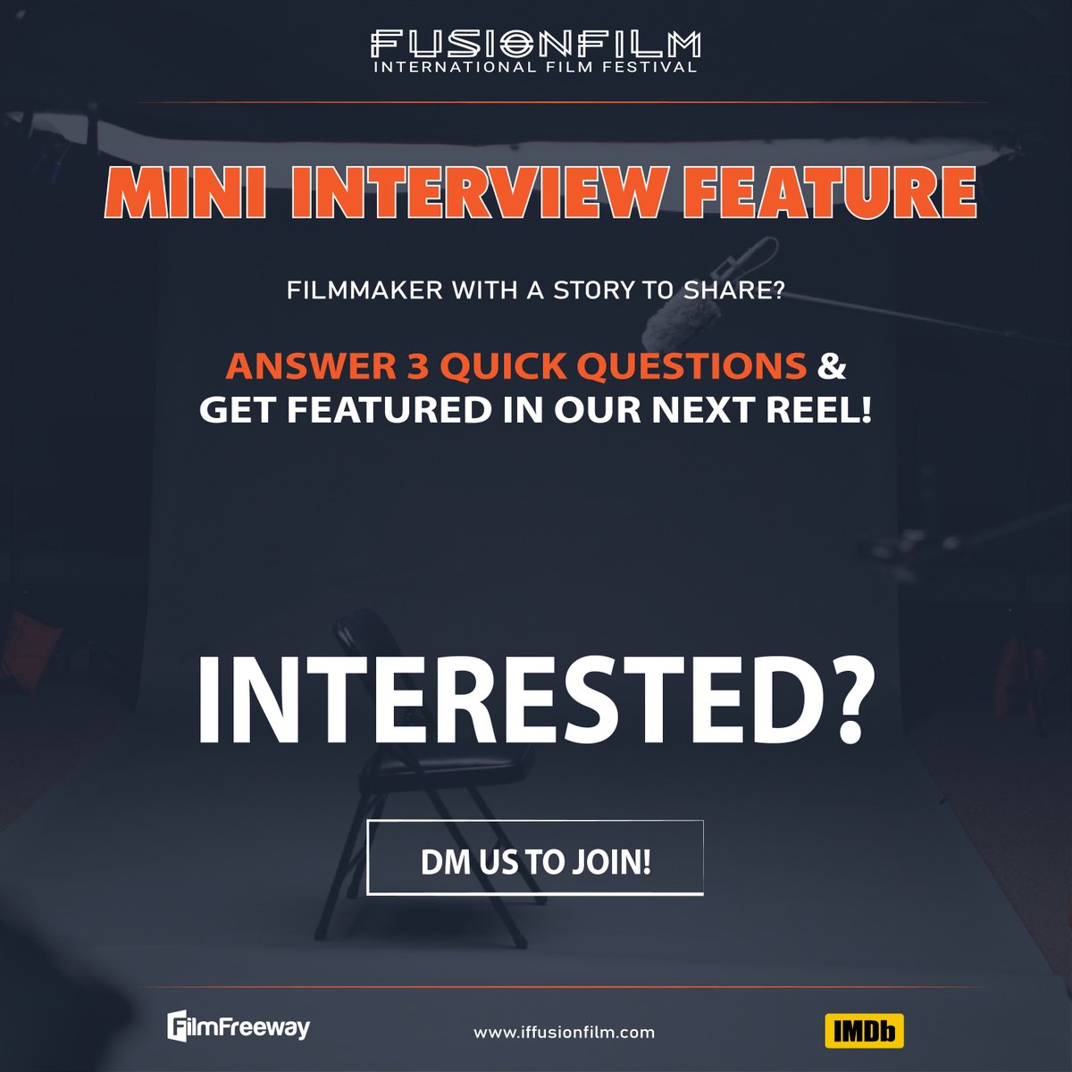fusionfilmiff's tweet image. 🎤 Filmmakers, we want to hear from you!
Got a story, tip, or lesson from your creative journey?
Answer 3 quick questions and get featured in our upcoming reel series.
DM us to be part of it!
#FilmmakerSpotlight #IndieFilmCommunity #MiniInterview #FilmmakingJourney #FilmReelsAsk
