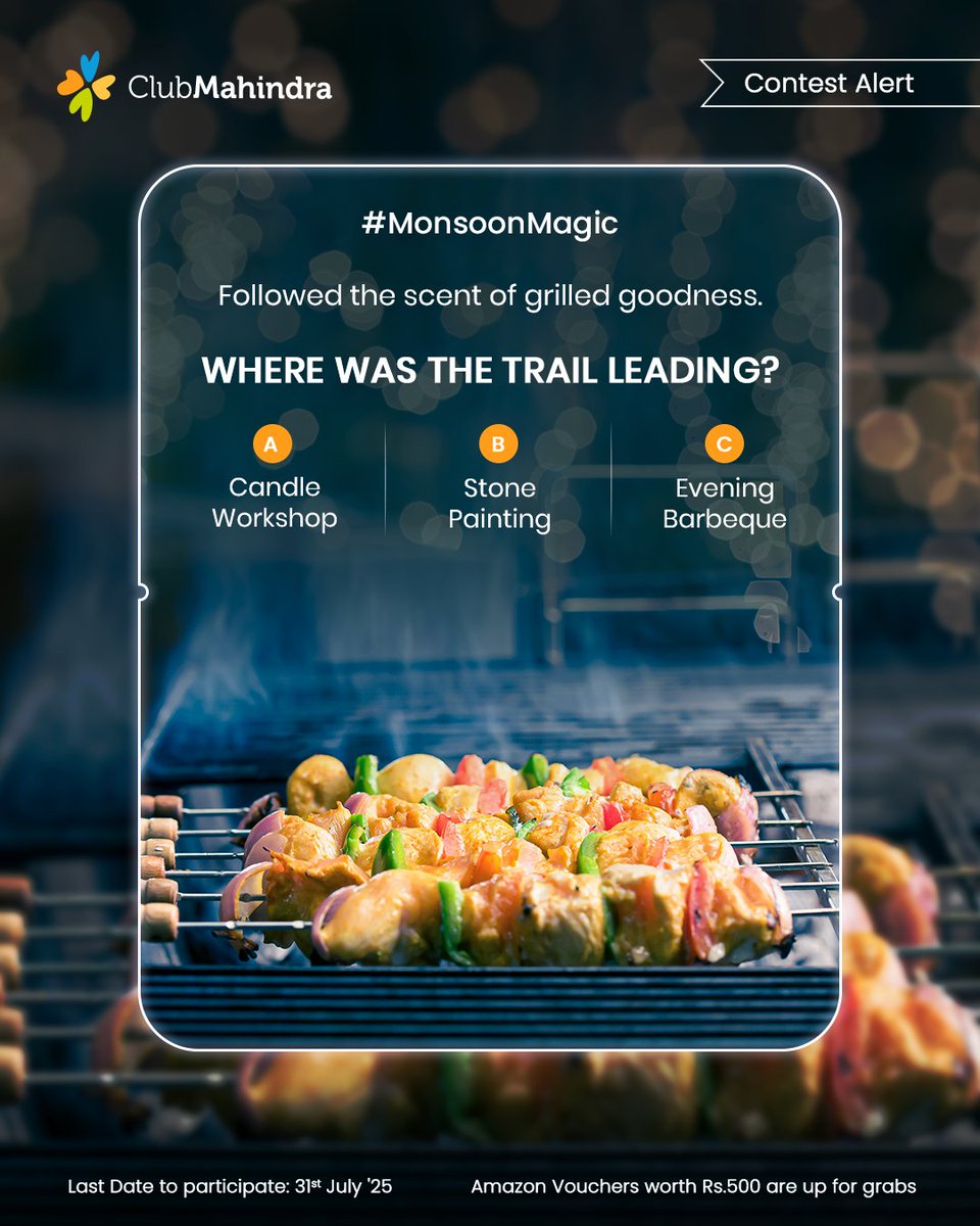 #ContestAlert 14 of 15 

Participate in all #MonsoonMagic Contest

STEPS 

1) Comment below with your answer using #MonsoonMagic and #ClubMahindra. Don’t forget to tag <a href="/clubmahindra/">Club Mahindra</a> and four of your friends – it’s mandatory! 

2) Participate in all 15 contest posts. Winners get