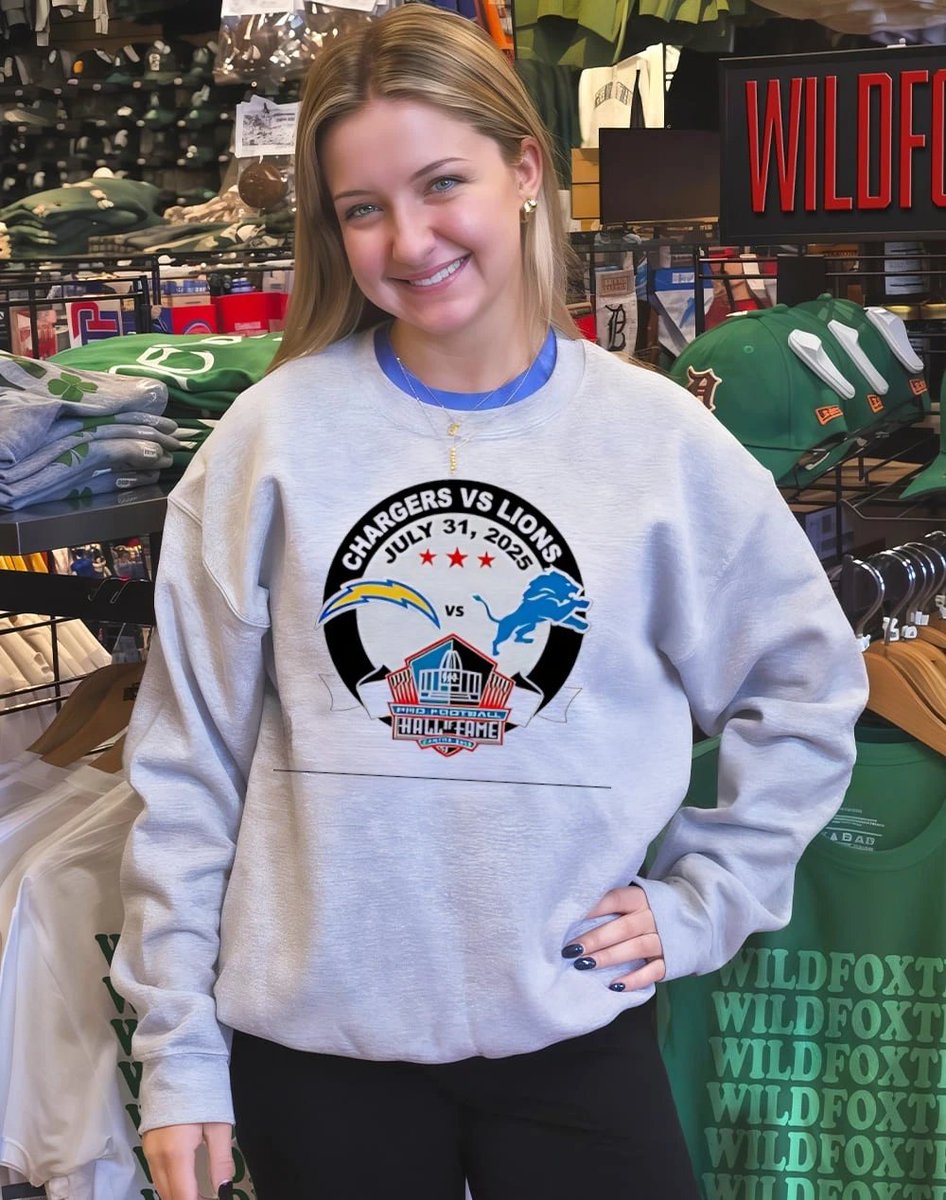 wildfoxtee's tweet image. 2025 Hall of Fame Game = style goals 🏈
Rep both squads in the official Chargers vs Lions logo shirt.
👉 wildfoxtee.com/product/hall-o…
#NFLMerch #HOFGame2025 #Wildfoxtee