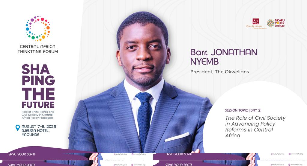 When #vision meets policy, reform takes root.
On August 8, Barr. Jonathan NYEMB joins the #2025CATTF as speaker, to explore civil society’s role in shaping reforms in #CentralAfrica.
Don’t miss his voice for #change.
🔗 nkafu.org/cattf-2025/
#PolicyReform #2025ThinkTankWeek