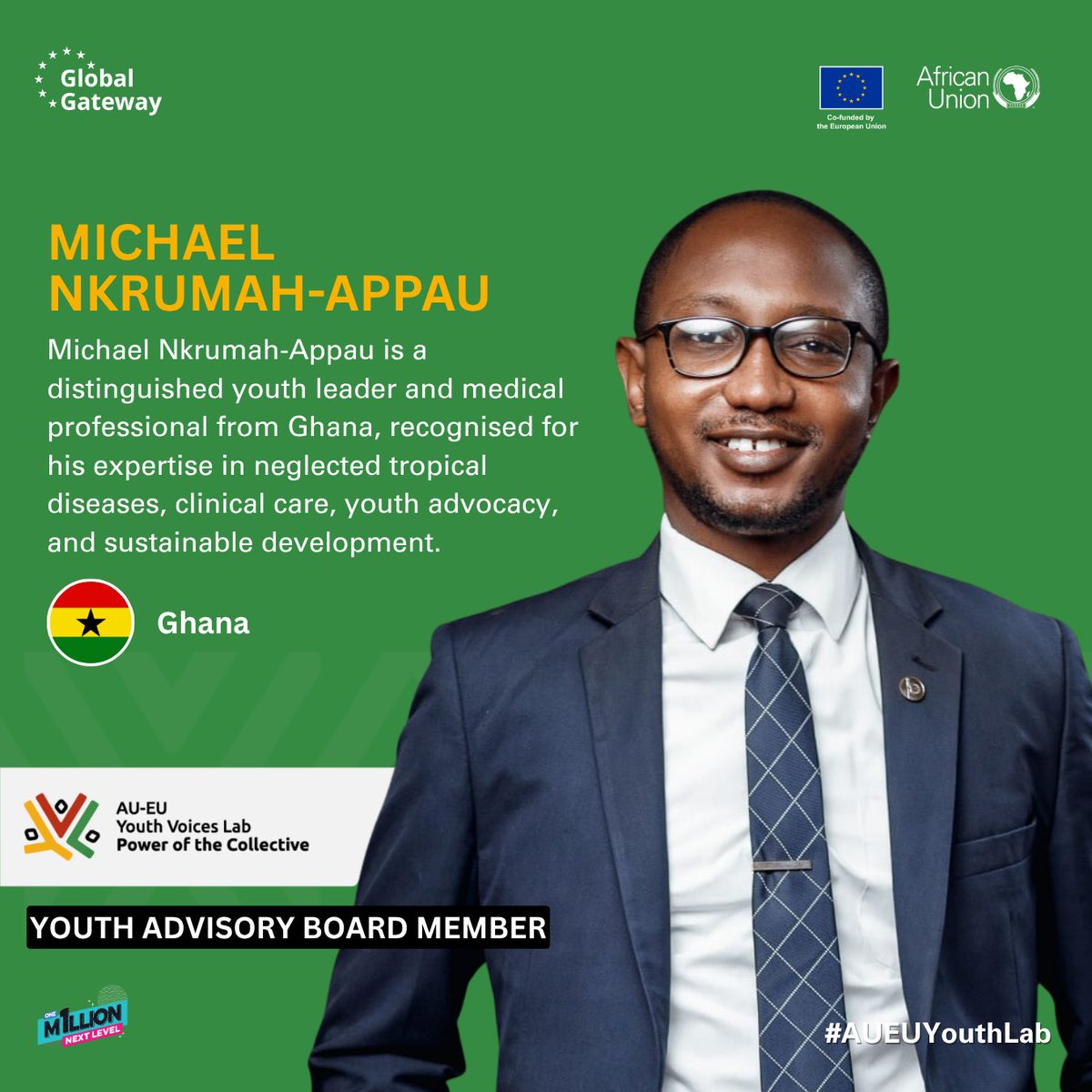 AUEU Youth Lab (@aueuyouthlab) on Twitter photo Meet Michael Nkrumah-Appau <a href="/michel_appau15/">Michel Appau, AMAPH</a>, a distinguished youth leader and medical professional from Ghana🇬🇭.
From fighting neglected tropical diseases to mentoring youth and advocating for sustainable development, Michael is building healthier, empowered communities, Meet Michael Nkrumah-Appau <a href="/michel_appau15/">Michel Appau, AMAPH</a>, a distinguished youth leader and medical professional from Ghana🇬🇭.
From fighting neglected tropical diseases to mentoring youth and advocating for sustainable development, Michael is building healthier, empowered communities,