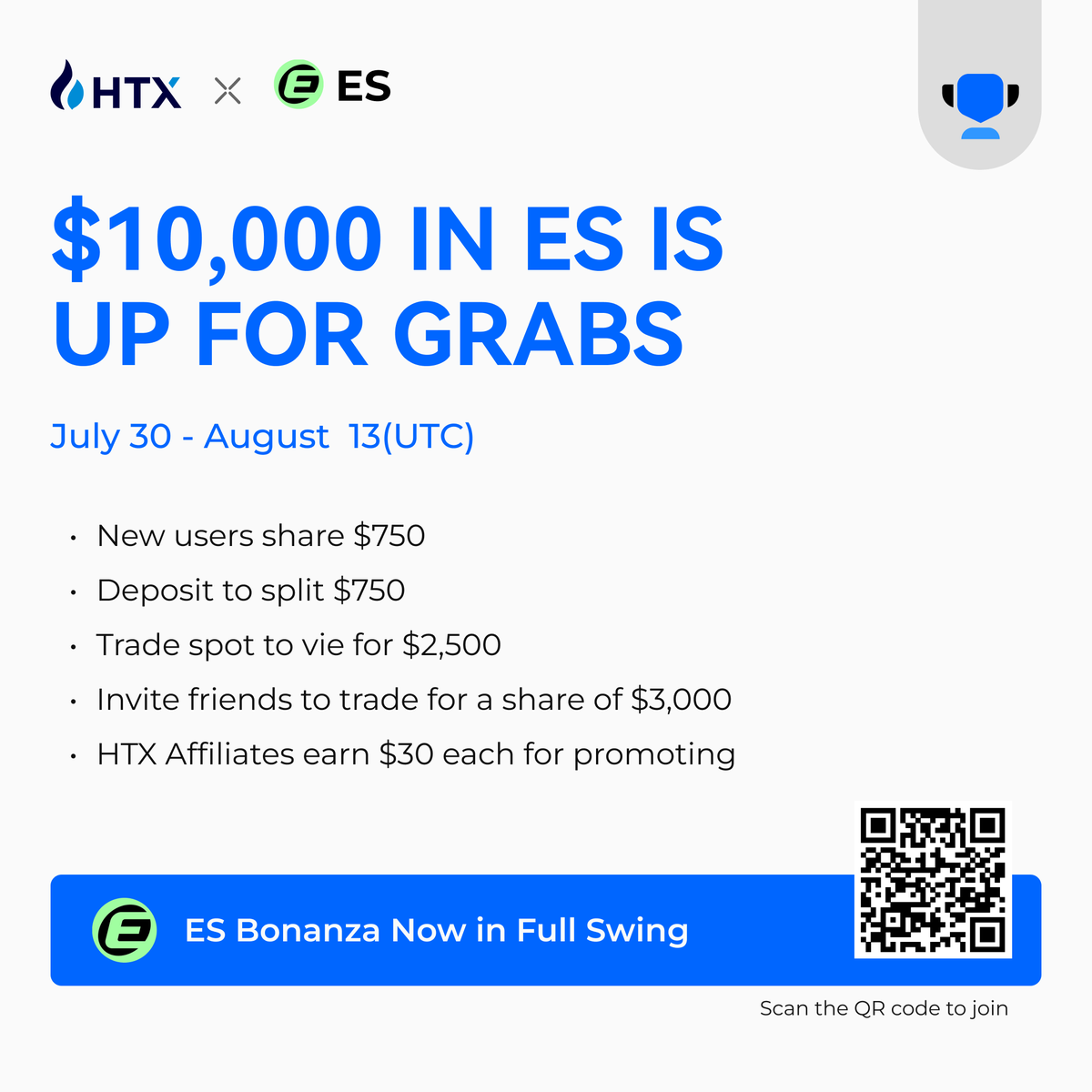 HTX (@htx_global) on Twitter photo 🥳 $ES Bonanza Goes Live!
Total Prize Pool: $10,000 ES
Ends August 13th!
🔹New users Share $750
🔹Deposit to Split $750
🔹Trade spot to Split $2,500
🔹Invite friends to trade, Share $3K
🔹Affiliates earn $30 each for promoting
<a href="/EclipseFND/">Eclipse (🐮,🌑)</a>
Scan the QR code to grab yours! 👇 🥳 $ES Bonanza Goes Live!
Total Prize Pool: $10,000 ES
Ends August 13th!
🔹New users Share $750
🔹Deposit to Split $750
🔹Trade spot to Split $2,500
🔹Invite friends to trade, Share $3K
🔹Affiliates earn $30 each for promoting
<a href="/EclipseFND/">Eclipse (🐮,🌑)</a>
Scan the QR code to grab yours! 👇