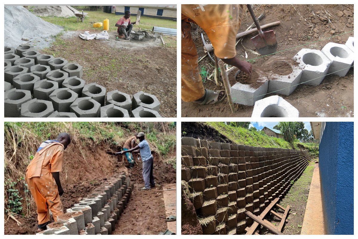 Finding a local solution to a problem is always gratifying. We love this retaining wall system: It's easy to make and install, and allows plants to be introduced which will reduce the visual impact over time.