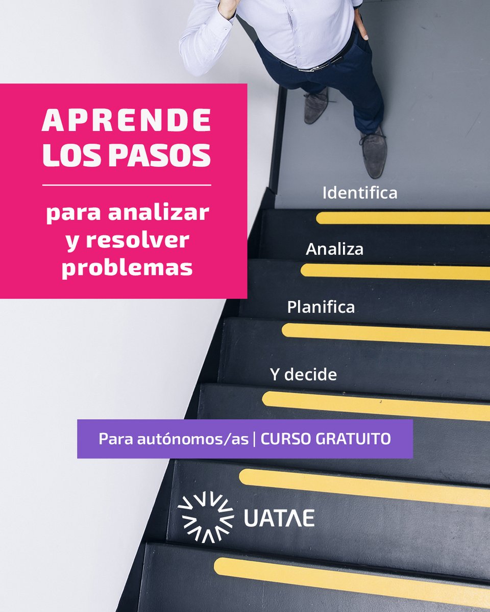 Este curso te enseña a identificar problemas, analizar causas, planificar soluciones y decidir con mayor claridad.

🔹 Curso 100% gratuito
🔹 Aula virtual · 30h
🔹 Para autónomos/as 

🔗 Inscríbete aquí: uatae.org/analisis-de-pr…

#UATAE #CursoGratis #FormaciónOnline