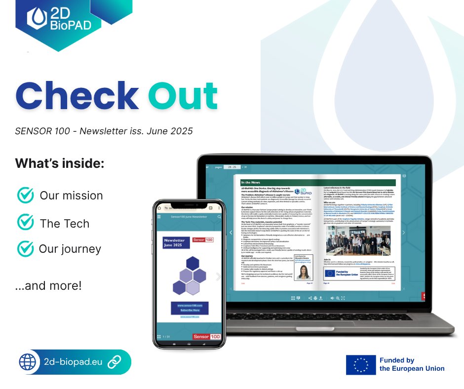 2D-BioPAD is featured in the June issue of Sensor100 Newsletter, a global hub for #biosensor and chemical sensor innovation! 

📖 Flip to 𝗽𝗮𝗴𝗲𝘀 𝟮𝟰-𝟮𝟱 to read about our mission, journey, and latest milestones in the field ➡️ shorturl.at/EuviC