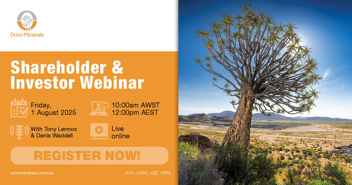 We invite our shareholders and investors to join a live webinar on Friday, 1 August 2025, hosted by Managing Director &amp; CEO, Tony Lennox, and Chairman, Denis Waddell.

📅 Date: Friday, 1 August 2025
🕙 Time: 10:00am AWST / 12:00pm AEST
💻 Register here: bigmarker.com/read-corporate…