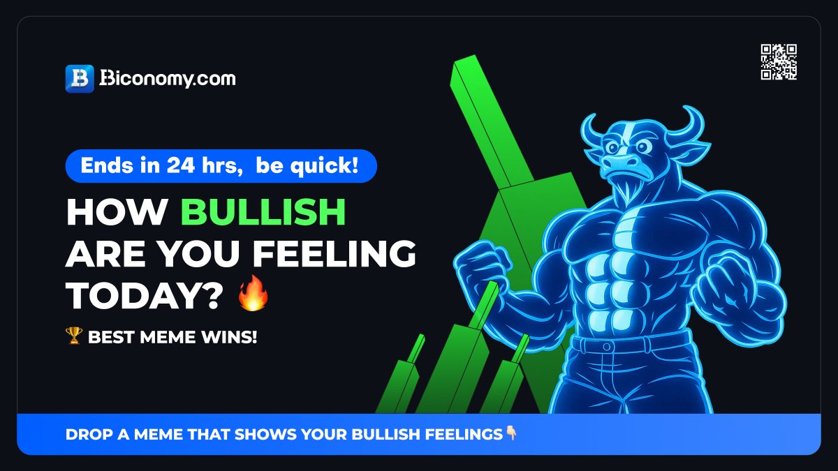 ✨ CONTEST TIME! ✨ How bullish are you feeling today? 🔥 Let your crypto  mood speak through MEMES! Feeling mildly bullish or full-on moon mode? 🌕🚀  🎯 Task: Drop a meme that