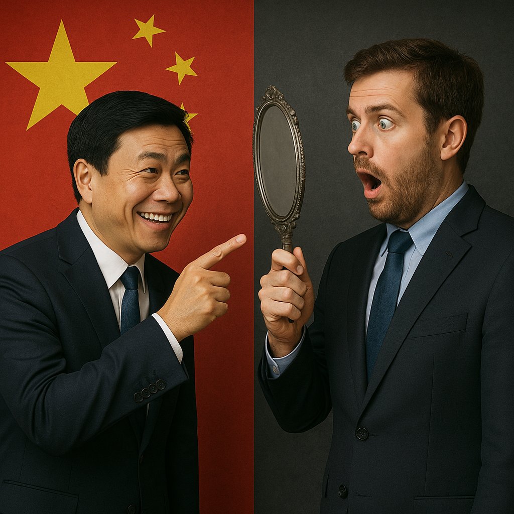 The West screams “authoritarian” at China 😱🇨🇳
while censoring dissent, rigging the media
and letting Big Tech spy on its own citizens 👁️‍🗨️💻
Everything they accuse China of, they do themselves.
China isn’t the problem, take a long hard look in the mirror. 🪞👀