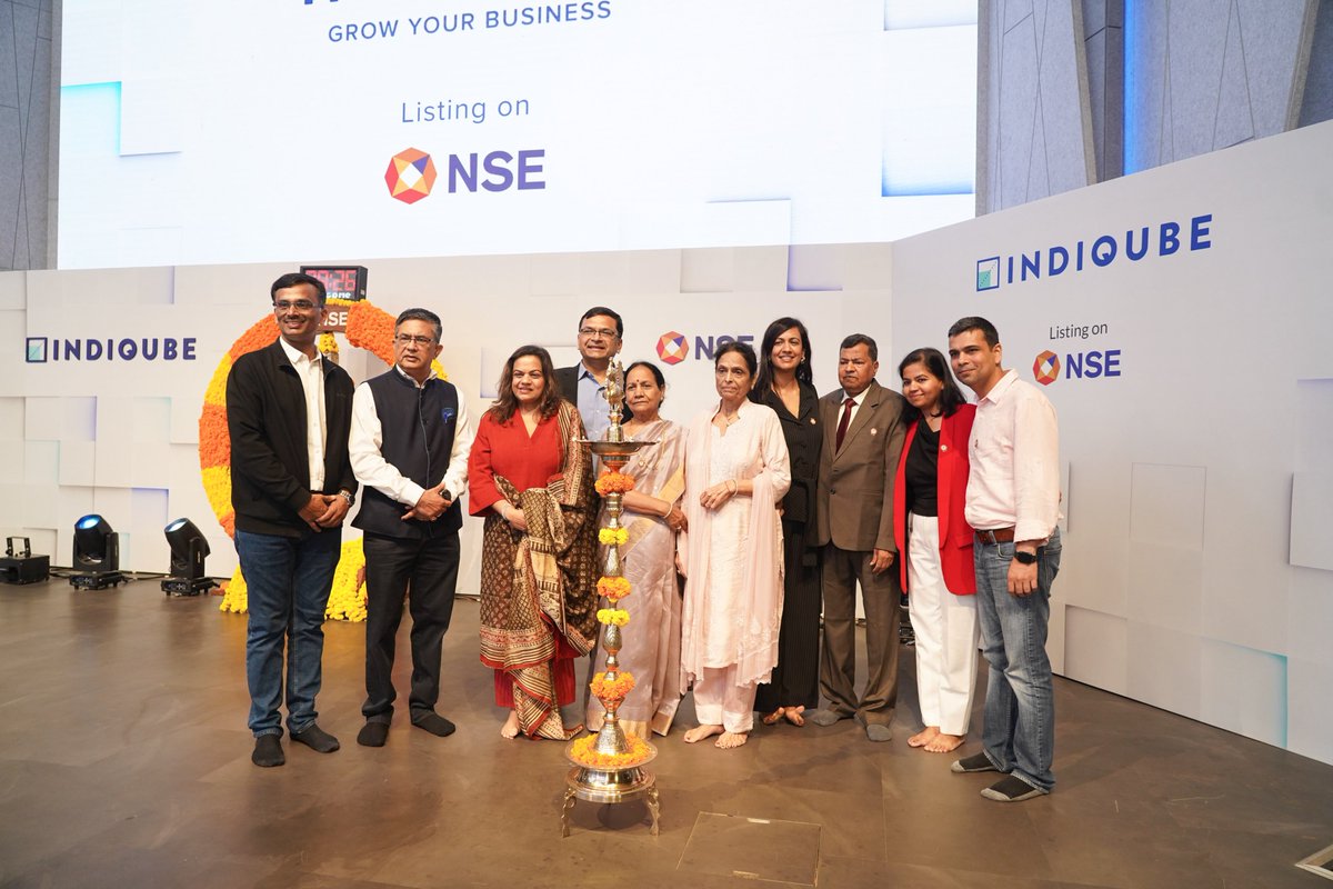 𝐈𝐧𝐝𝐢𝐐𝐮𝐛𝐞 𝐢𝐬 𝐧𝐨𝐰 𝐥𝐢𝐬𝐭𝐞𝐝 𝐨𝐧 𝐍𝐒𝐄 &amp; 𝐁𝐒𝐄!  

Thank you to <a href="/NSEIndia/">NSE India</a>, our Board, Investors, Clients, Partners &amp; the incredible #IndiQubeCommunity every team member—this milestone is yours!

#indiqubeipo