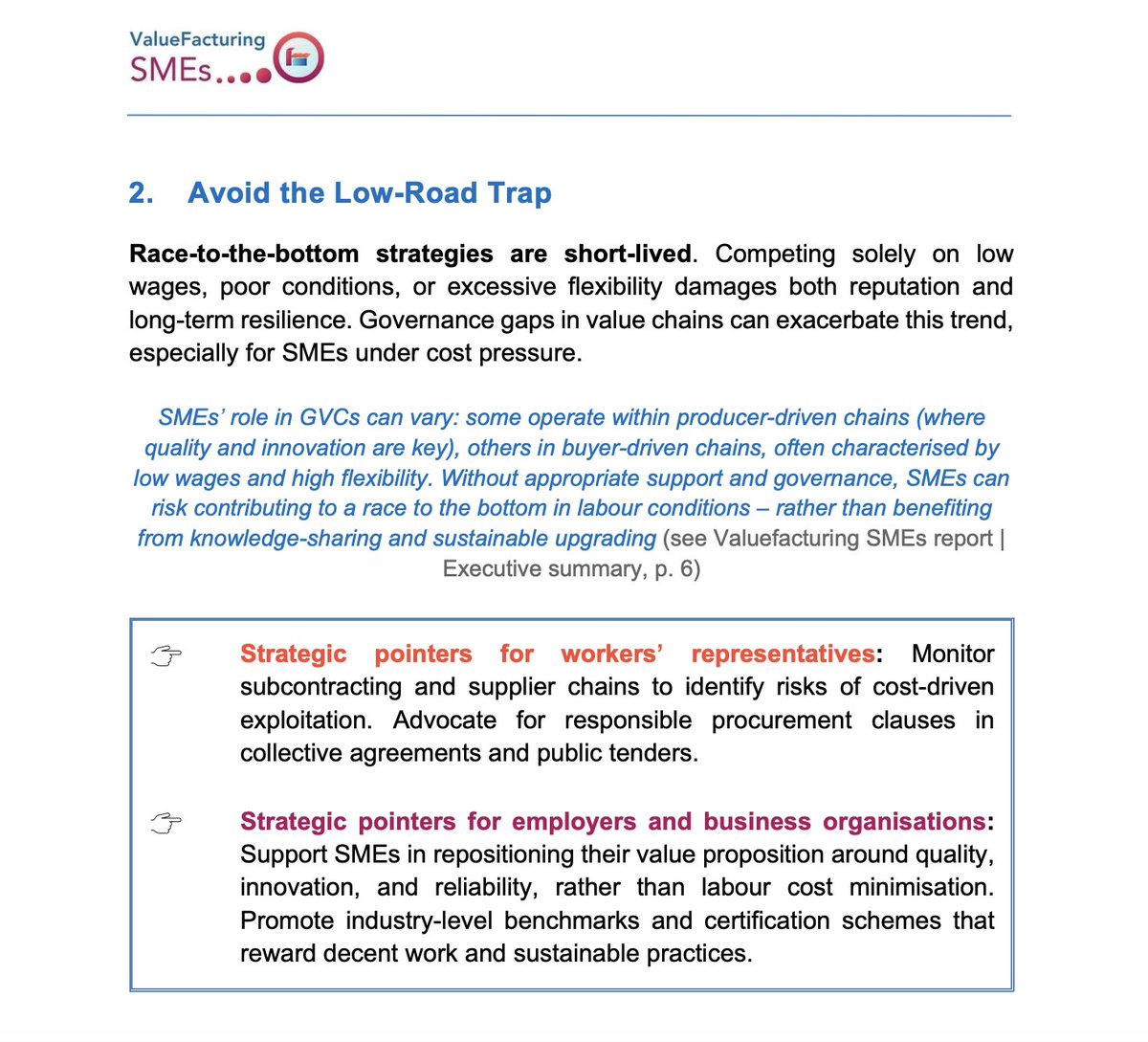 📜 Key Output #2 – The #ValueFacturingSMEs Decalogue
10 key principles to support #SMEs and #socialpartners for a fairer, more inclusive role in global value chains.
🌍 The ValueFacturing SMEs Decalogue is now available:
🔗 ENG version: digitalsme.eu/digital/upload…
