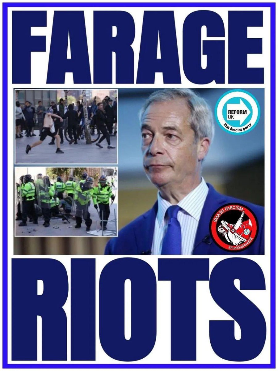 Today is the Anniversary of the Far Riots Riots incited by hatred and misinformation from multiple politicians and “influencers“.

Farage is chief amongst them.

Look today for Farage to come out with all kinds of bullshit to deflect from this.