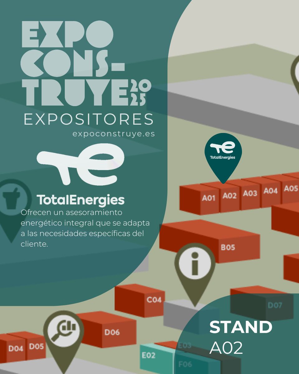 EXPOCONSTRUYE (@expo_construye) on Twitter photo 🟢 <a href="/TotalEnergiesES/">TotalEnergies España</a> estará en #Expoconstruye2025
📍 Stand A02 | 📅 15-16 oct – IFECA Jerez
Asesoramiento energético integral para empresas: ahorro, eficiencia y sostenibilidad.
🔗 expoconstruye.es
#EficienciaEnergética #Autoconsumo #ConstrucciónSostenible 🟢 <a href="/TotalEnergiesES/">TotalEnergies España</a> estará en #Expoconstruye2025
📍 Stand A02 | 📅 15-16 oct – IFECA Jerez
Asesoramiento energético integral para empresas: ahorro, eficiencia y sostenibilidad.
🔗 expoconstruye.es
#EficienciaEnergética #Autoconsumo #ConstrucciónSostenible
