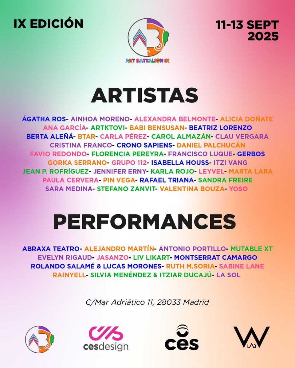 En septiembre llega la 9ª edición de #ArtBattalion: arte emergente que rompe moldes en CES Design y CES (Hortaleza). +60 artistas, instalaciones, performance, arte digital y más. ¡Vívelo y participa! #ArteEmergente