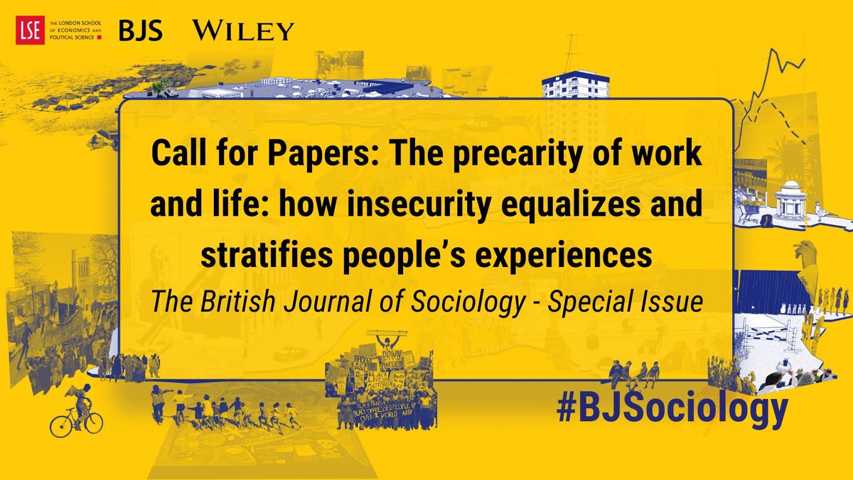 LSE Sociology (@lsesociology) on Twitter photo 💼📉 From job precarity to housing and debt, how does insecurity shape lives across class, race, and gender?
Submit your paper to the <a href="/BJSociology/">British Journal of Sociology</a> special issue on insecurity and inequality.
➡️ buff.ly/QboPfDC
📅 Deadline: 2 Sept 2025 💼📉 From job precarity to housing and debt, how does insecurity shape lives across class, race, and gender?
Submit your paper to the <a href="/BJSociology/">British Journal of Sociology</a> special issue on insecurity and inequality.
➡️ buff.ly/QboPfDC
📅 Deadline: 2 Sept 2025